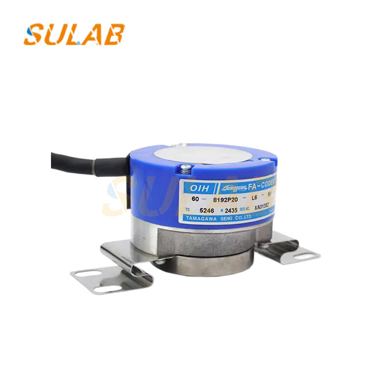 Tamagawa TS5246N2435 Rotary Encoder with 8192 Pulses per Revolution Hollow-Shaft Structure and Differential Line-Driver Signal for Elevator Traction Motor